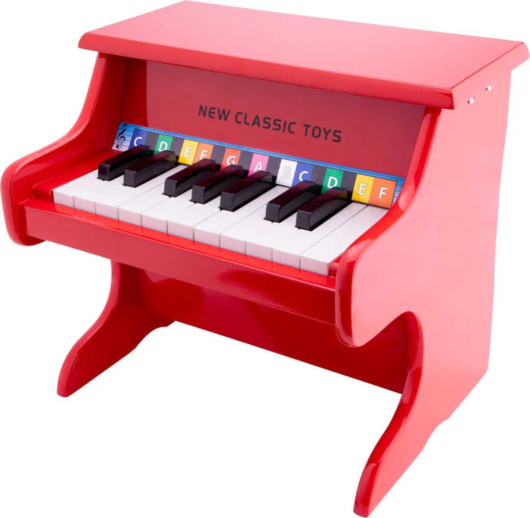 New Classic Toys® Houten Speelgoed Piano - Speelgoedinstrument - Rood - Inclusief Muziekboekje en Toonlader - Vanaf 3 jaar - Speelpiano voor Kinderen