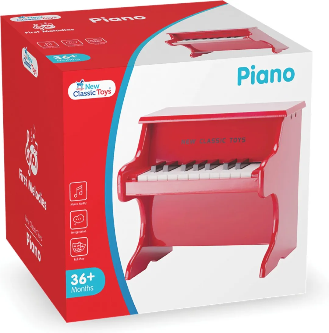 New Classic Toys® Houten Speelgoed Piano - Speelgoedinstrument - Rood - Inclusief Muziekboekje en Toonlader - Vanaf 3 jaar - Speelpiano voor Kinderen