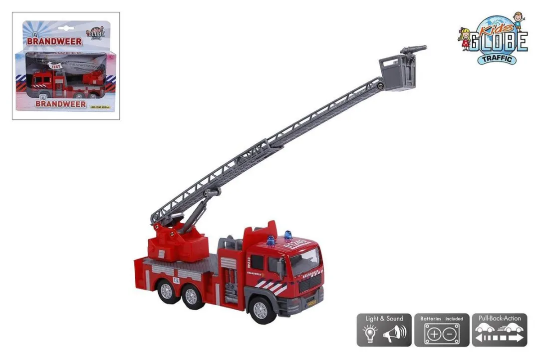 Kids Globe Die-cast Brandweer Ladderwagen NL 510125 - Rood