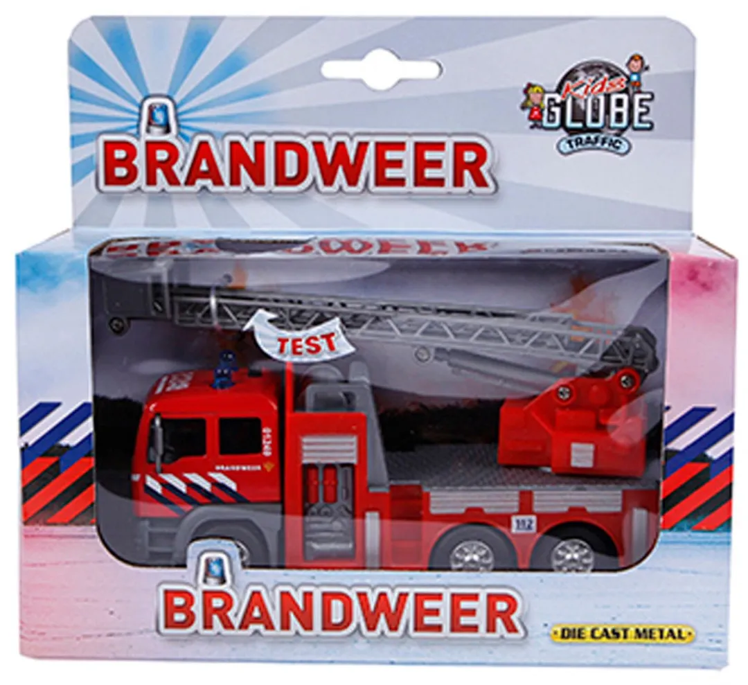 Kids Globe Die-cast Brandweer Ladderwagen NL 510125 - Rood