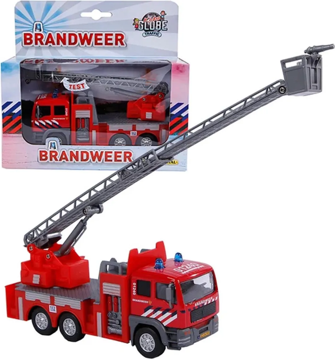 Kids Globe Die-cast Brandweer Ladderwagen NL 510125 - Rood - afbeelding 6 van 6