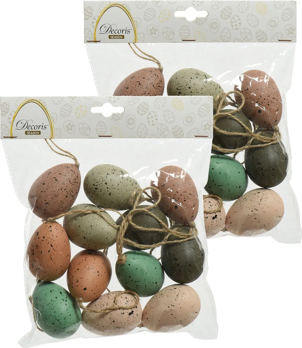 Decoris Kunststof Paaseieren Hangend - 24 Stuks - 6cm - Groen