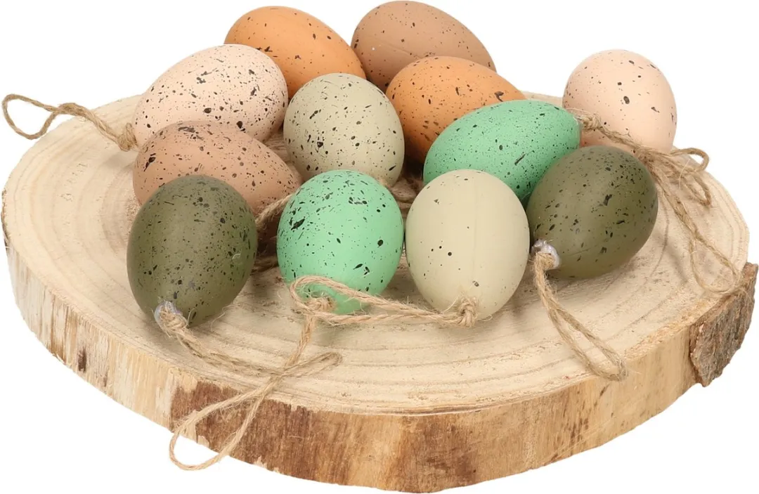 Decoris Kunststof Paaseieren Hangend - 24 Stuks - 6cm - Groen
