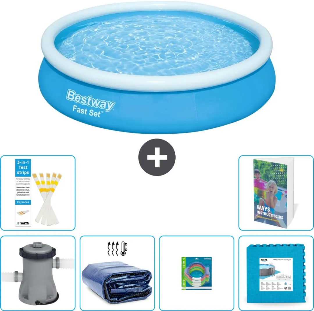 Bestway Fast Set Zwembad 366x76cm - Blauw - 7-delig