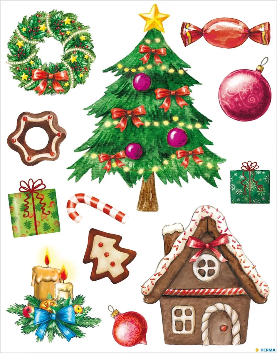 Herma Raamstickers Kerst Taferelen - 12 Stuks