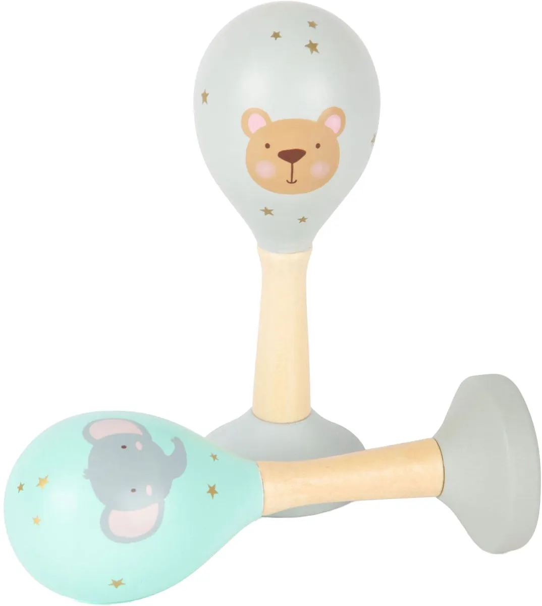 Small Foot Houten Baby Rammelaars Dieren Set 2 Stuks - Multicolor