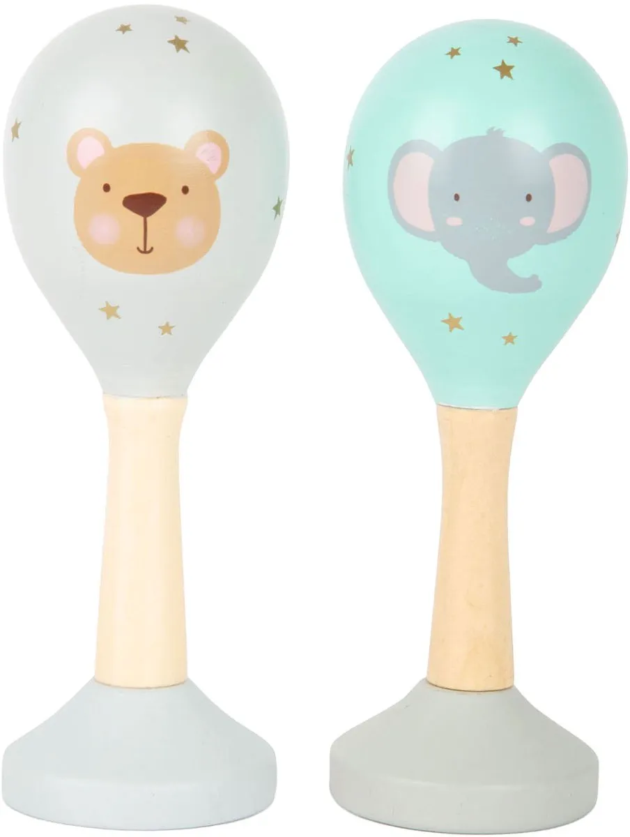 Small Foot Houten Baby Rammelaars Dieren Set 2 Stuks