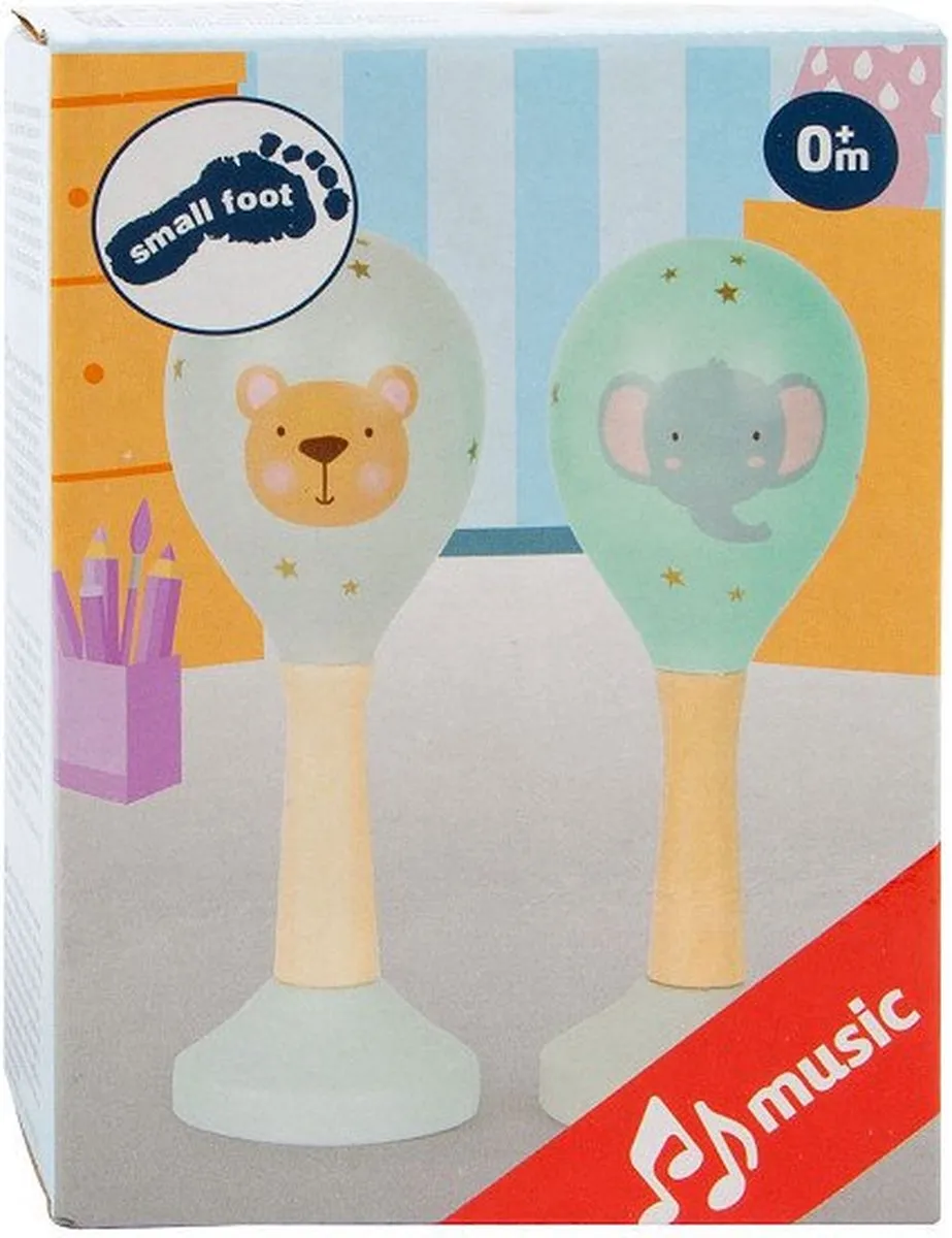 Small Foot Houten Baby Rammelaars Dieren Set 2 Stuks - Multicolor - afbeelding 6 van 6