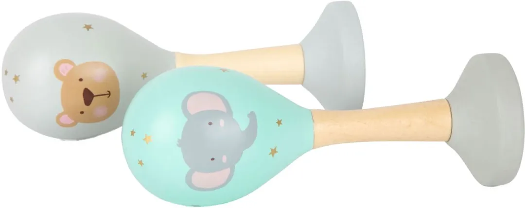 Small Foot Houten Baby Rammelaars Dieren Set 2 Stuks - Multicolor