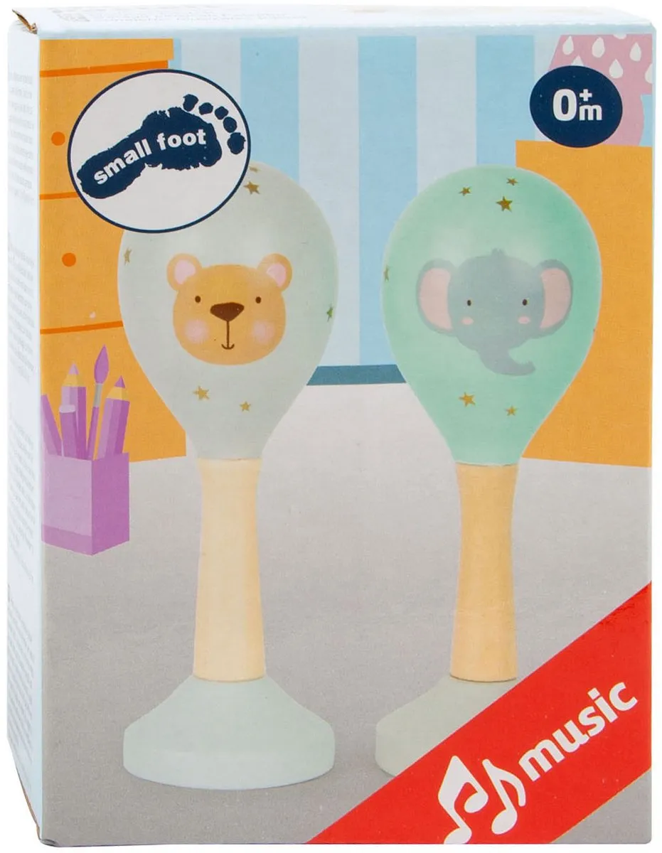 Small Foot Houten Baby Rammelaars Dieren Set 2 Stuks - Multicolor