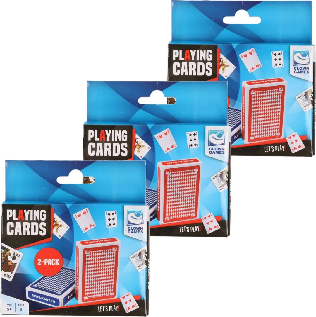 Clown Games Speelkaarten - 6 Stuks - Rood & Blauw