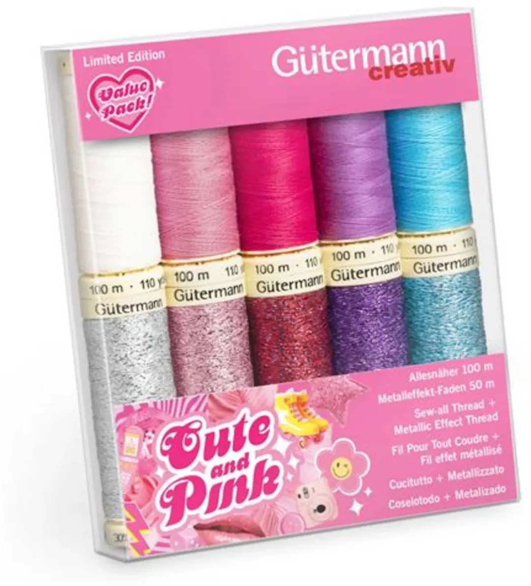 Gutermann Cute & Pink Naaigaren - 6 Kleuren - 10 Stuks
