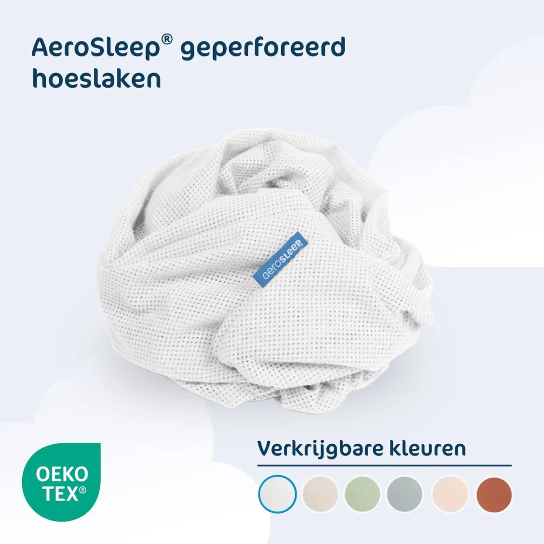 AeroSleep® hoeslaken - voor babybed, ledikant & wieg - 80 x 40 cm - White