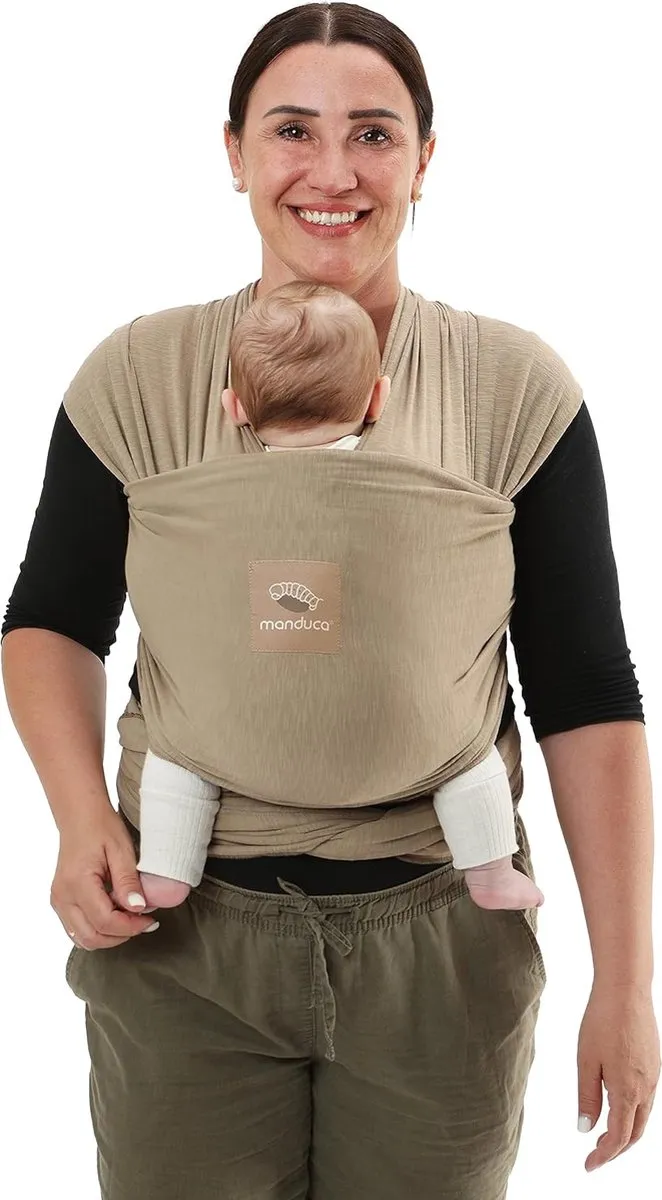 Sling Nougat Elastische babydraagdoek van biologisch katoen (jersey-gebreide stof/zonder elastaan), stabiel en knuffelzacht voor pasgeborenen en baby's vanaf de geboorte (5,10 x 0,60 m)