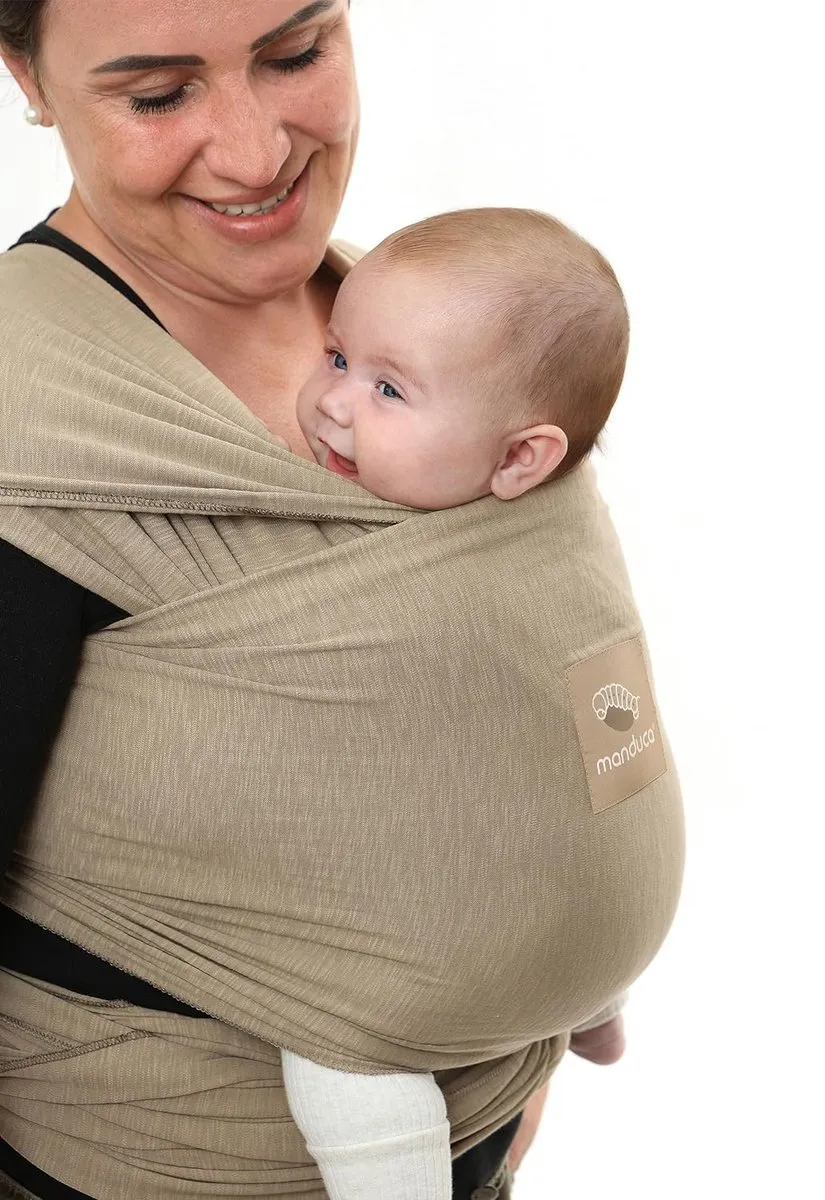 Sling Nougat Elastische babydraagdoek van biologisch katoen (jersey-gebreide stof/zonder elastaan), stabiel en knuffelzacht voor pasgeborenen en baby's vanaf de geboorte (5,10 x 0,60 m)