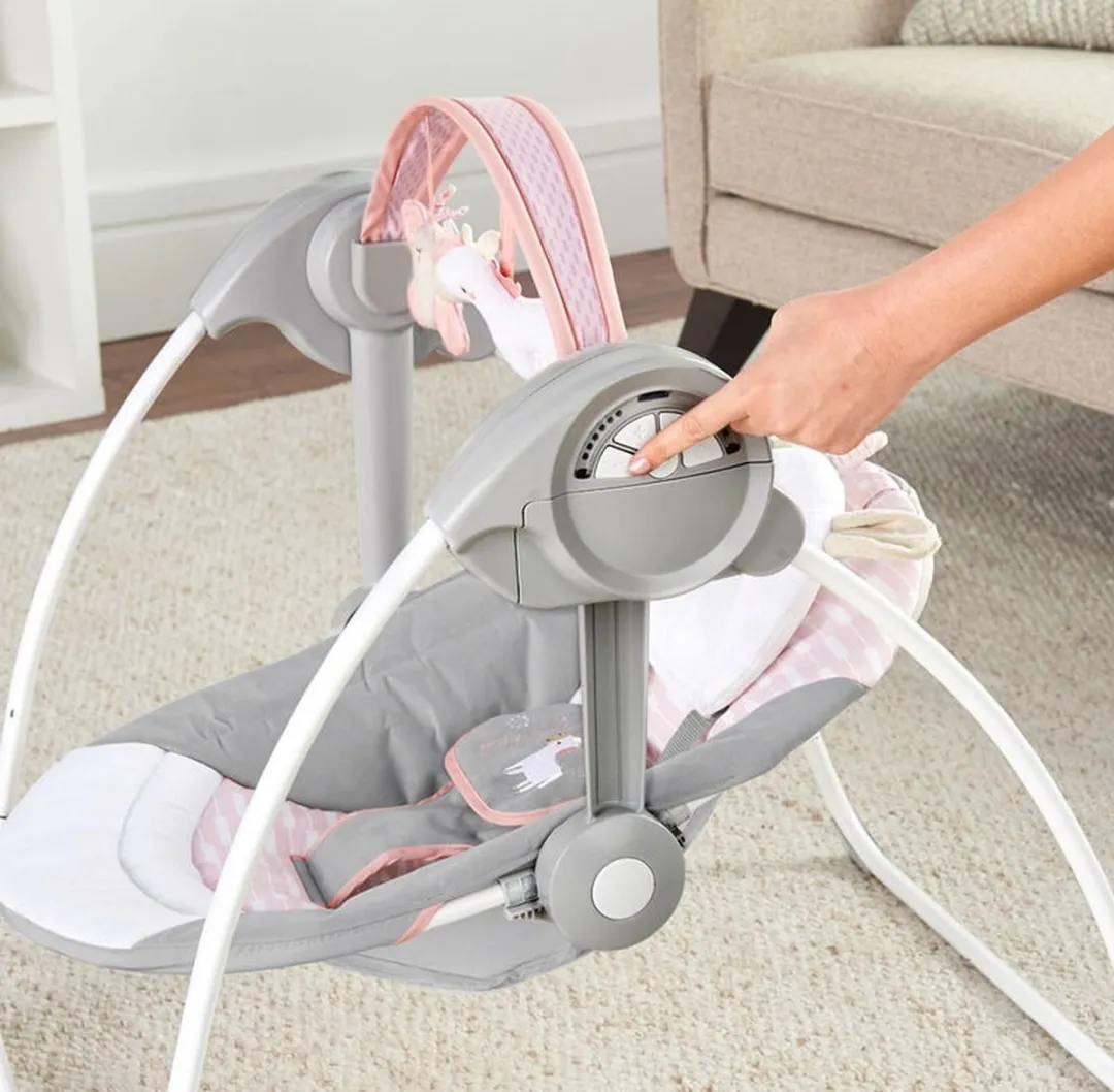 Bright Starts Ingenuity Comfort2Go Flora Babyschommel - Grijs/Roze