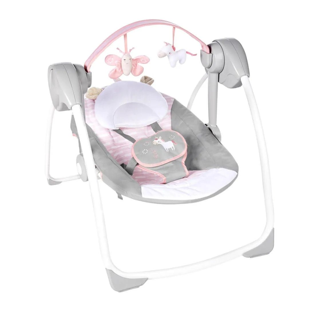 Bright Starts Ingenuity Comfort2Go Flora Babyschommel - Grijs/Roze