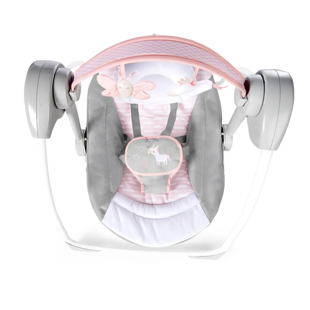 Bright Starts Ingenuity Comfort2Go Flora Babyschommel - Grijs/Roze