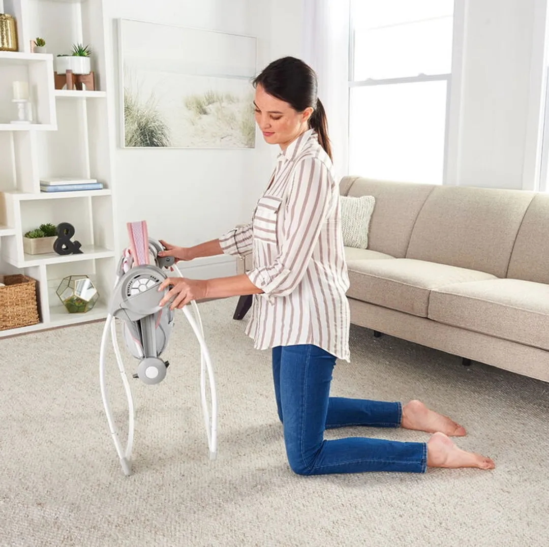 Bright Starts Ingenuity Comfort2Go Flora Babyschommel - Grijs/Roze - afbeelding 6 van 6
