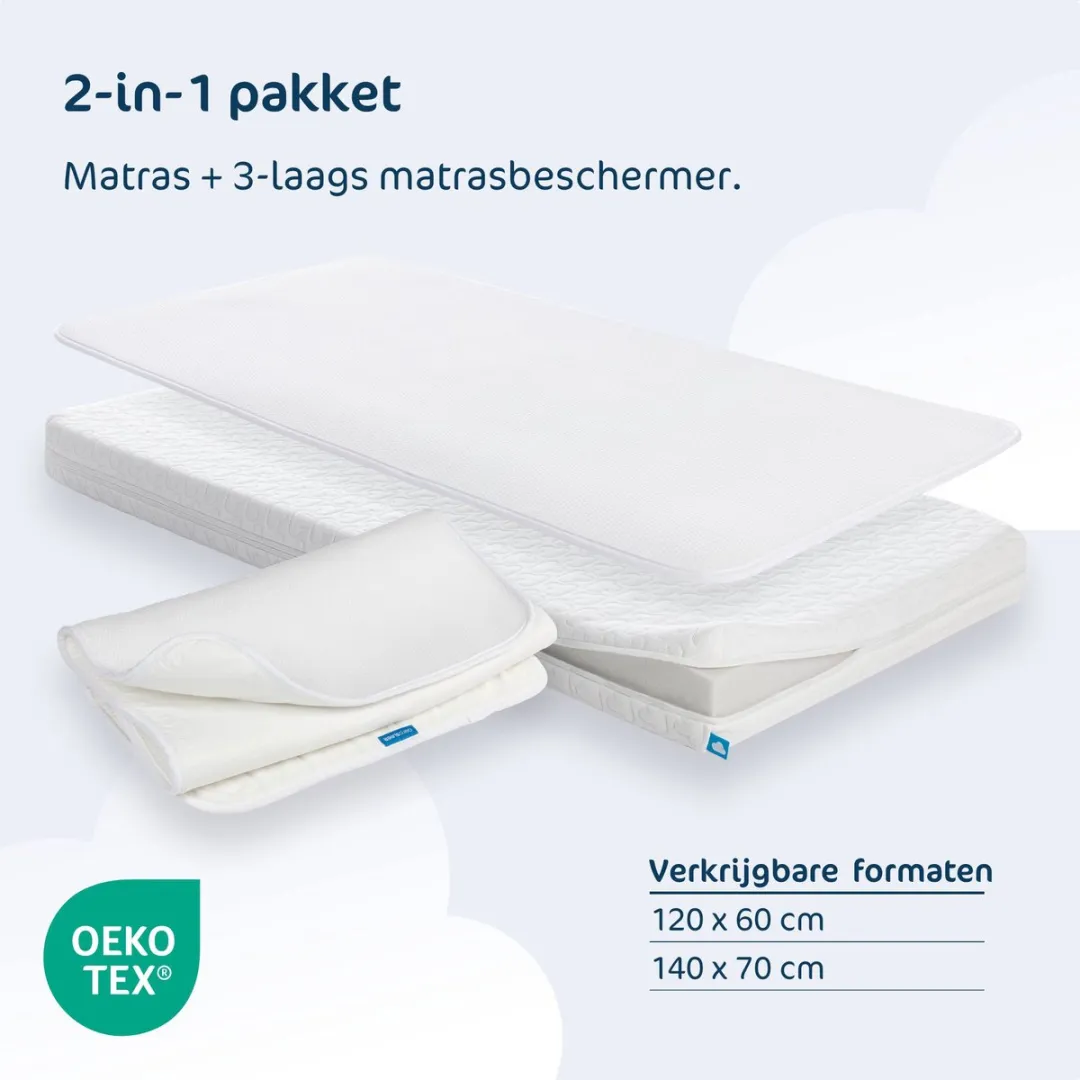 AeroSleep Essential 2-in-1 Matraspakket 140x70cm - Wit
