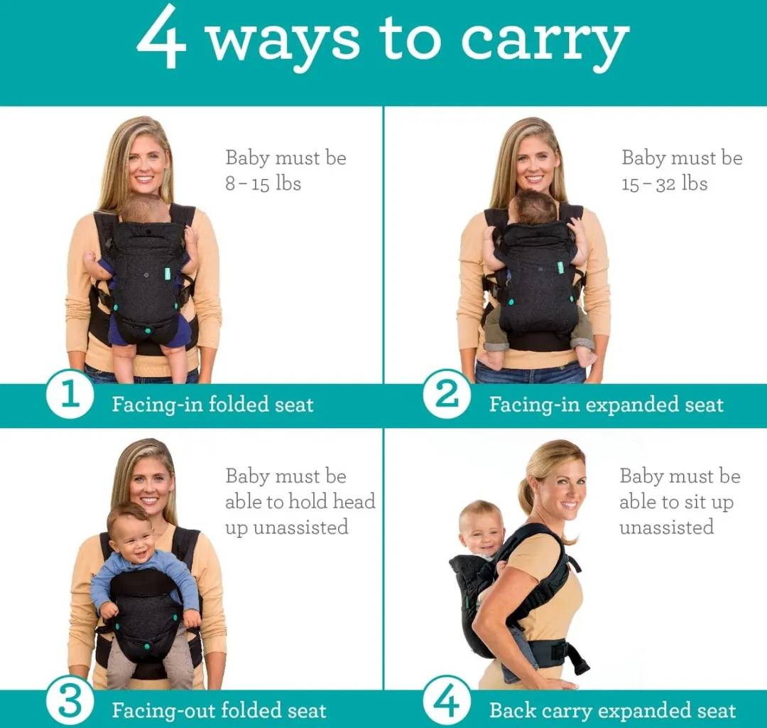 Infantino Flip 4-in-1 Babycarrier - Zwart Denim