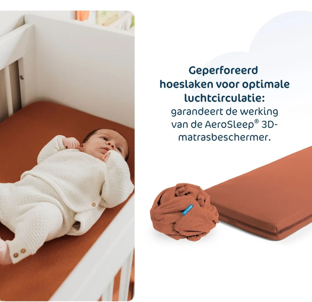 AeroSleep® hoeslaken - voor babybed, ledikant & wieg - 120 x 60 cm - Redwood