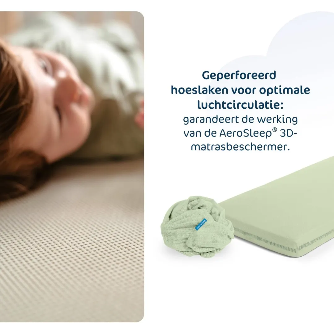 AeroSleep® hoeslaken voor Premium babymatras - 120 x 60 cm - Olive