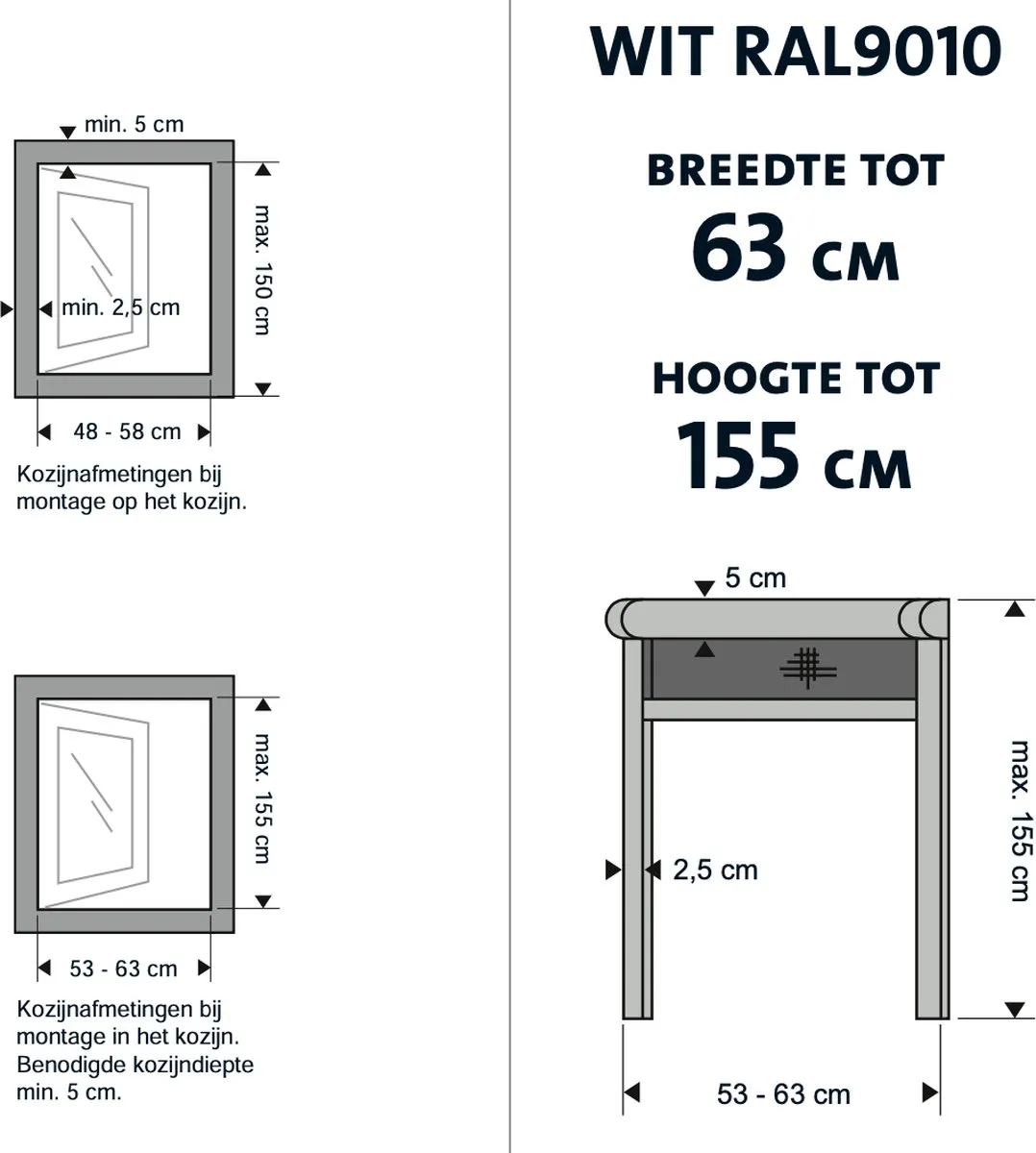Bruynzeel Rolhor Raam S700 63x155cm - Wit - afbeelding 6 van 6