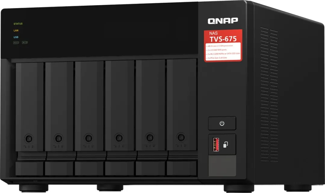 QNAP TVS-675 NAS Tower - 6 Sloten 8 Kernen Zwart