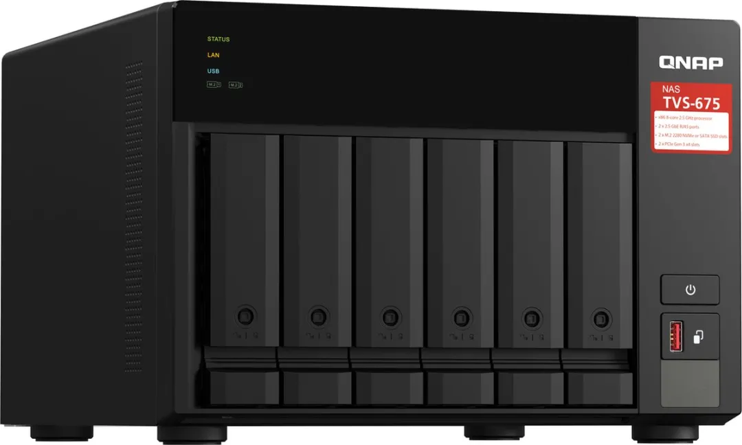 QNAP TVS-675 NAS Tower - 6 Sloten 8 Kernen Zwart