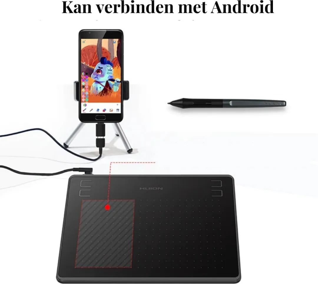 Huion HS64 Tekentablet - 21.6cm Zwart