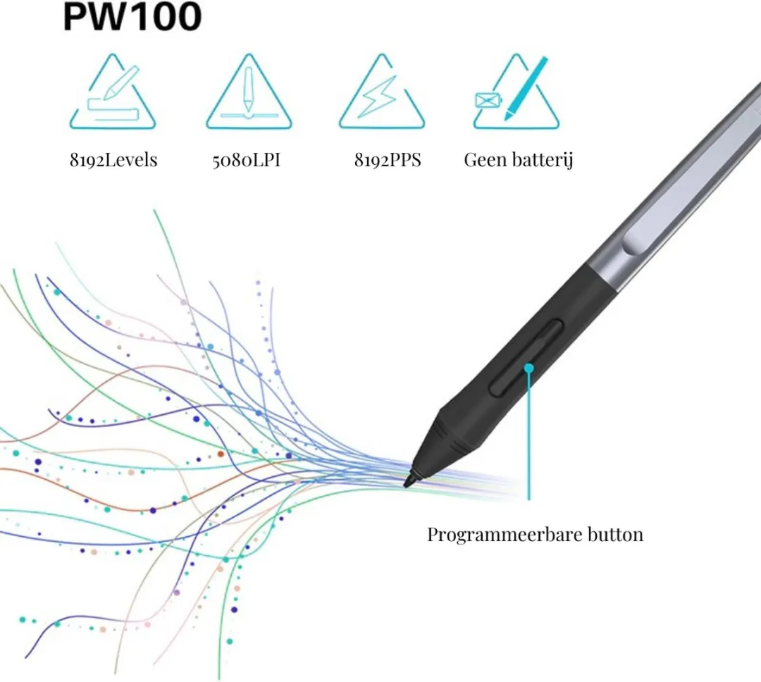 Huion HS64 Tekentablet - 21.6cm Zwart