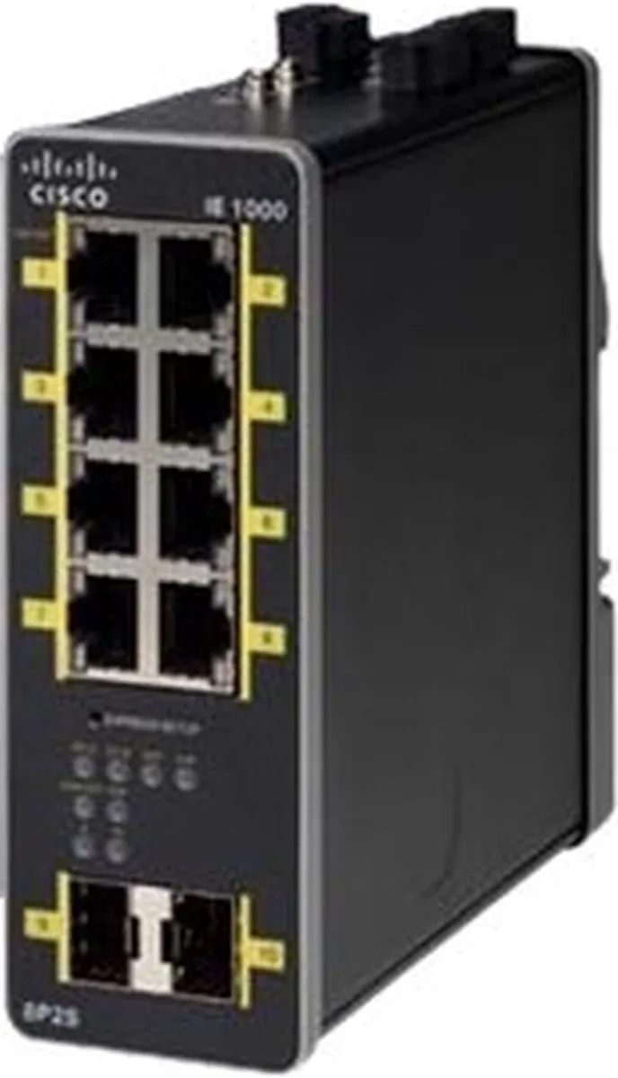 Cisco IE-1000-8P2S-LM Switch - 8x PoE Ethernet 2x SFP - Zwart - afbeelding 2 van 2