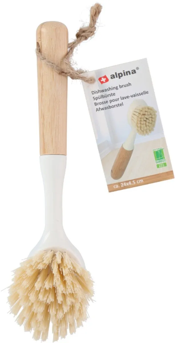 Alpina Afwasborstel Bamboe Handvat 24x4.5cm