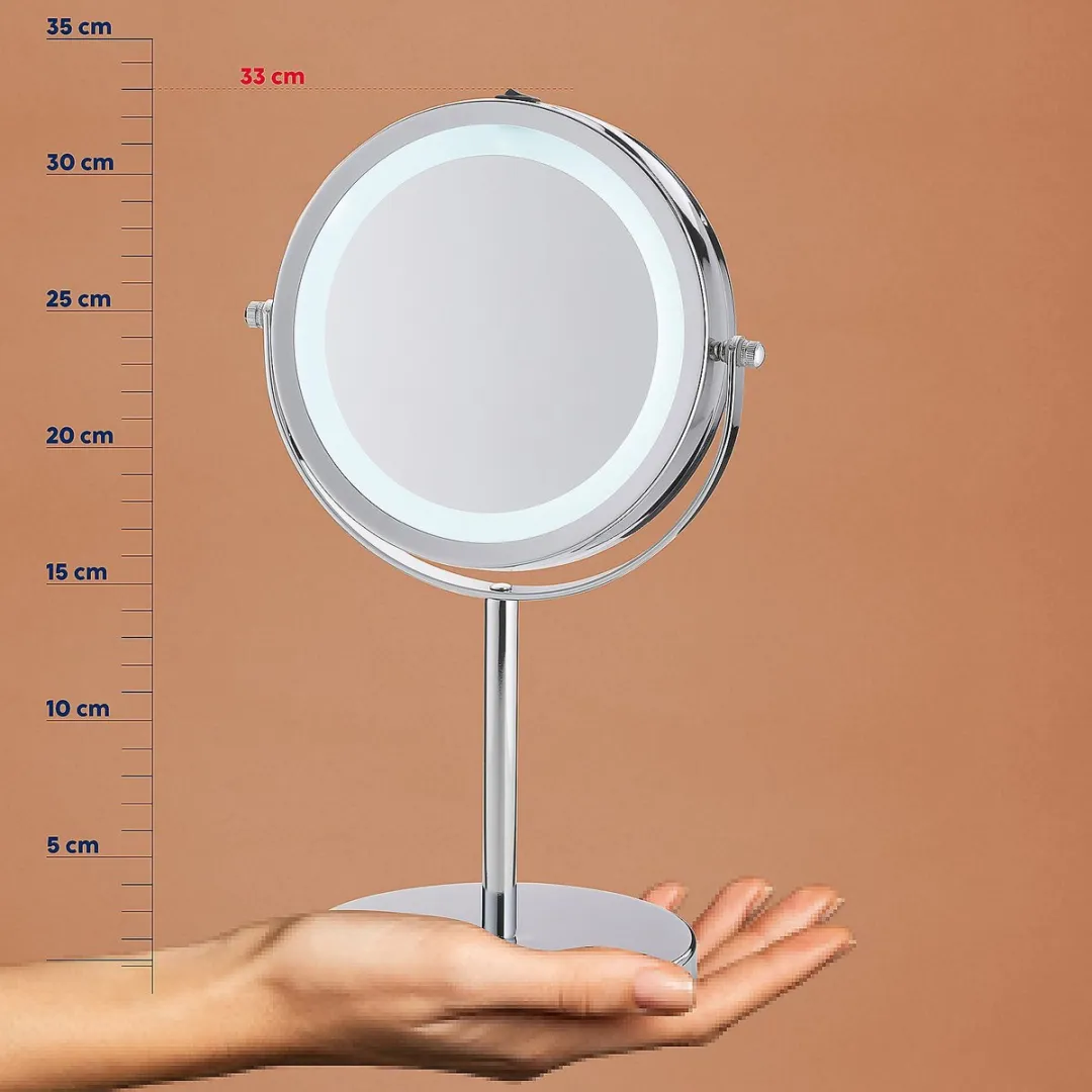 Kela Spiegel met Verlichting Ø13cm - Zilver