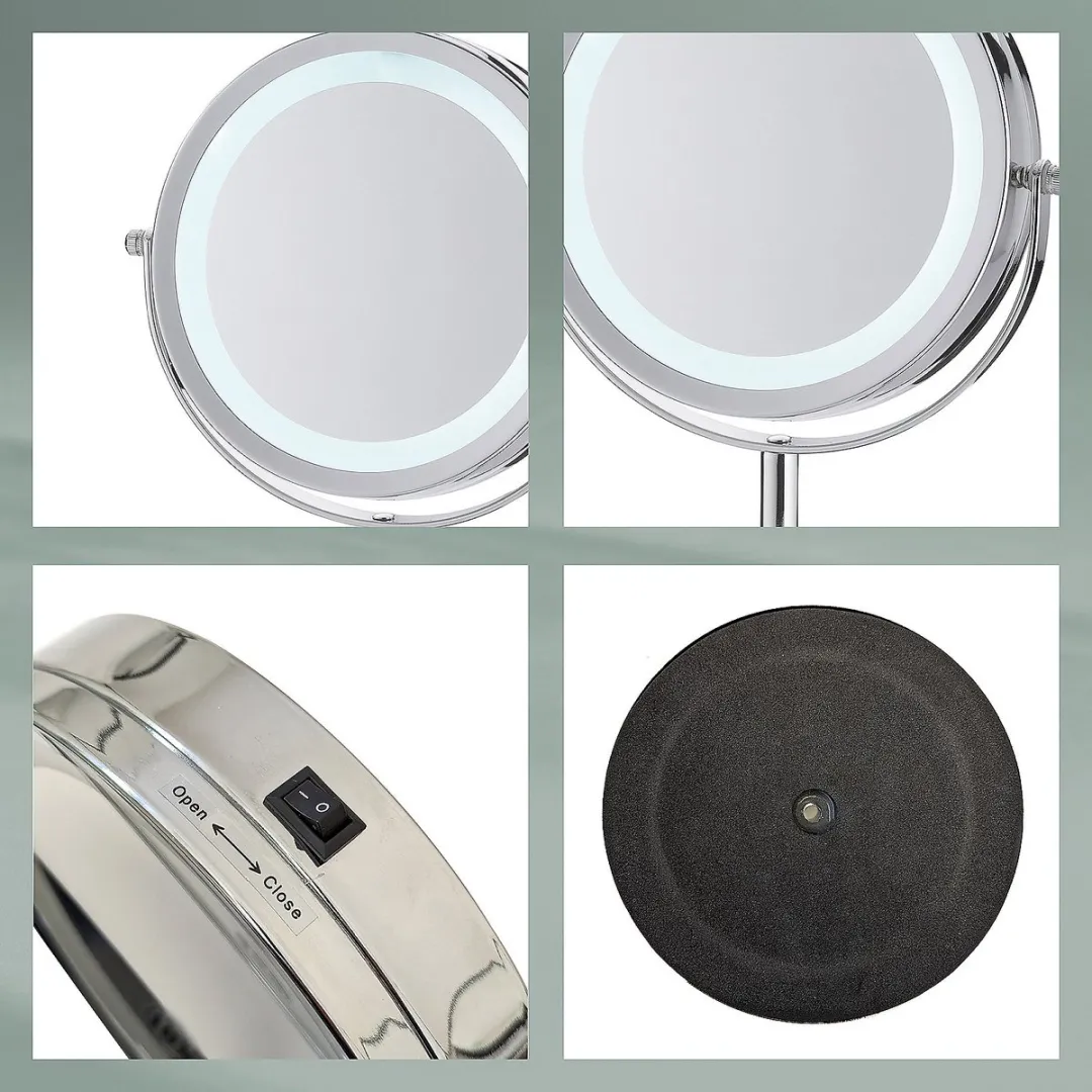 Kela Spiegel met Verlichting Ø13cm - Zilver