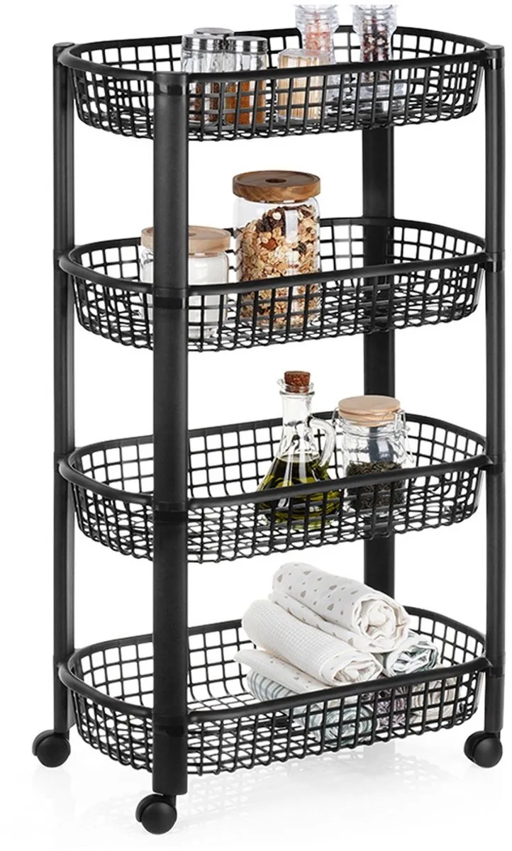 Excellent Houseware Regaal op Wielen 4 Niveaus