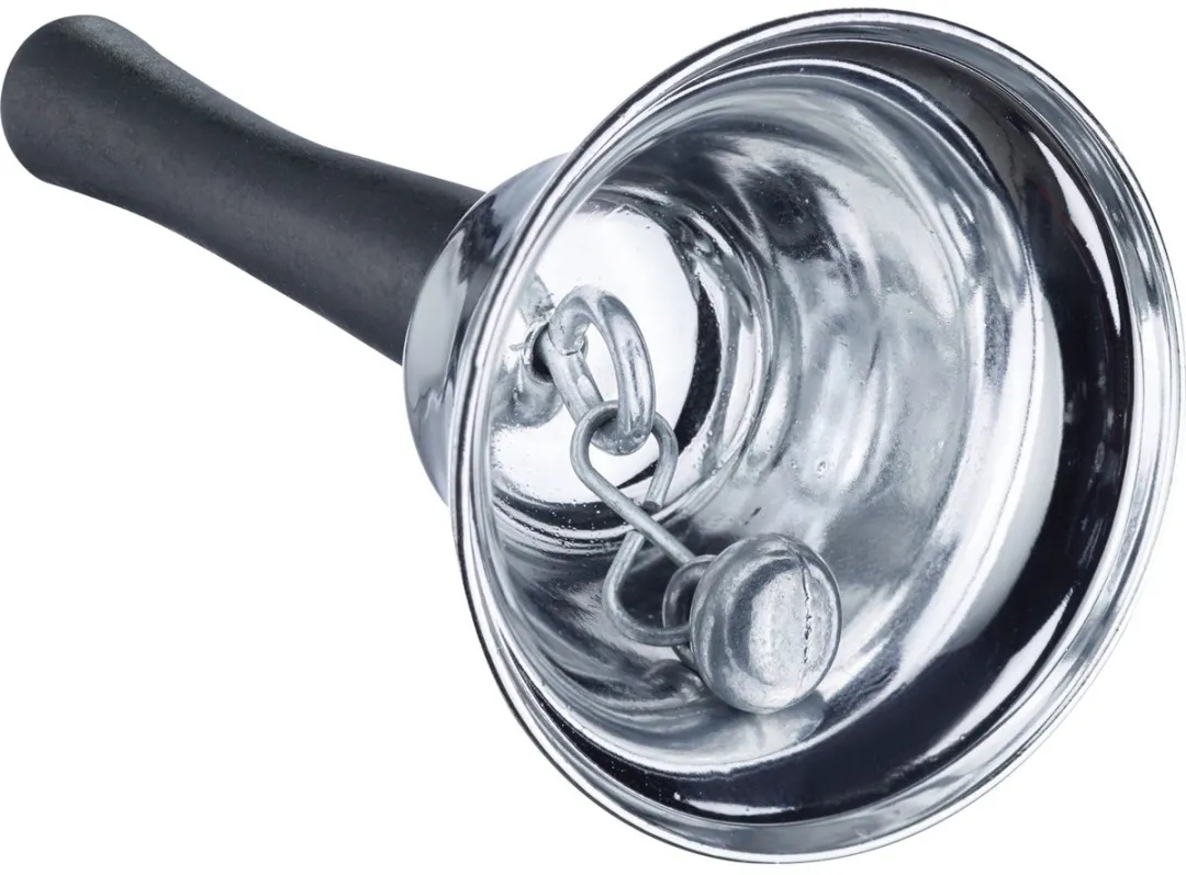 Westmark Handbel/receptiebel, ø 6,5 cm, helder geluid, hout/staal, Jingle, zilver/zwart, 63252260