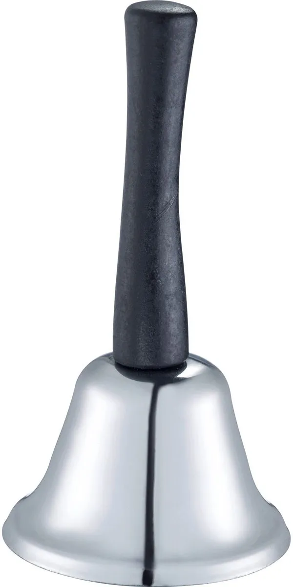 Westmark Handbel/receptiebel, ø 6,5 cm, helder geluid, hout/staal, Jingle, zilver/zwart, 63252260