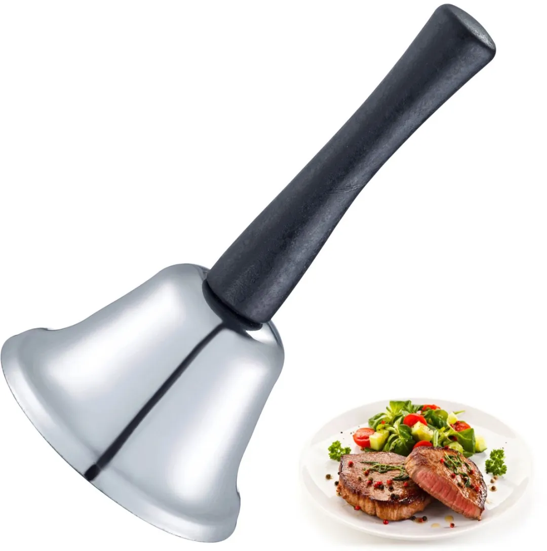 Westmark Handbel/receptiebel, ø 6,5 cm, helder geluid, hout/staal, Jingle, zilver/zwart, 63252260
