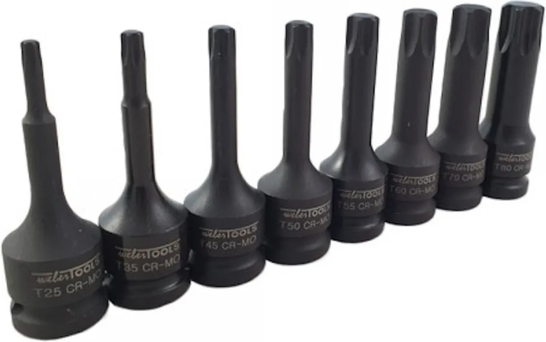 Weber Tools Krachtdoppen set Torx 12-kant 8-delig T25-T80