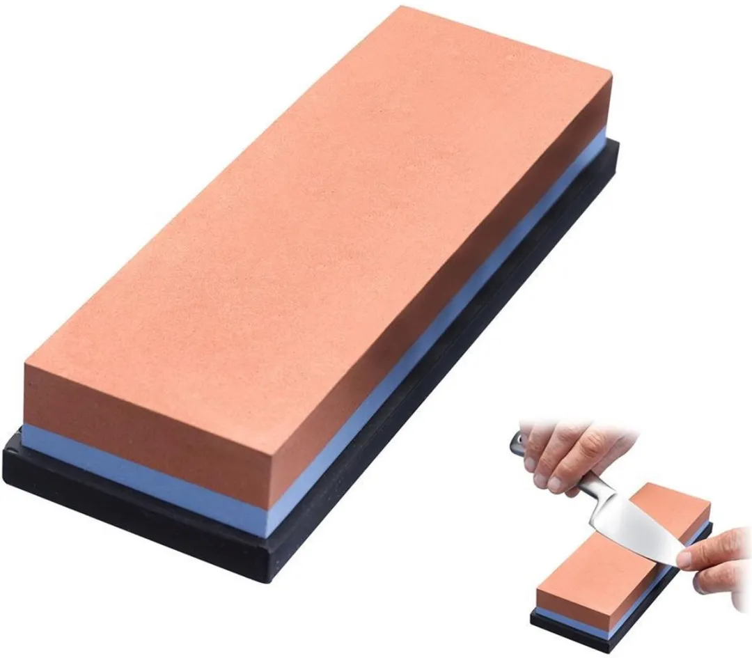 Westmark Dubbelzijdige wetsteen voor het slijpen en repareren, met siliconen houder, 18,5 x 6,7 x 3,1 cm, korund, rood/blauw, 10152260