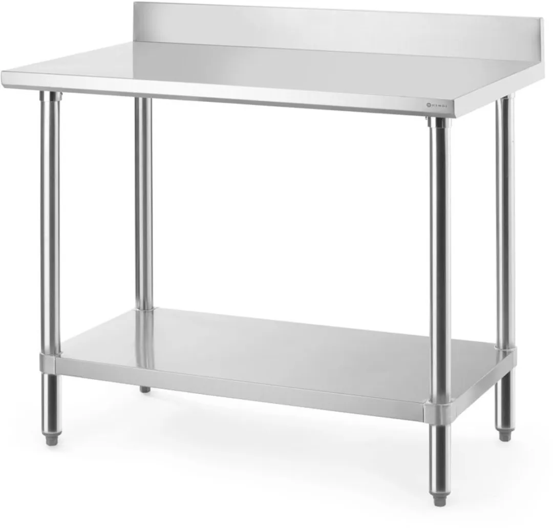 Hendi Werktafel met Spatrand RVS 120x60x95cm - Zilverkleurig