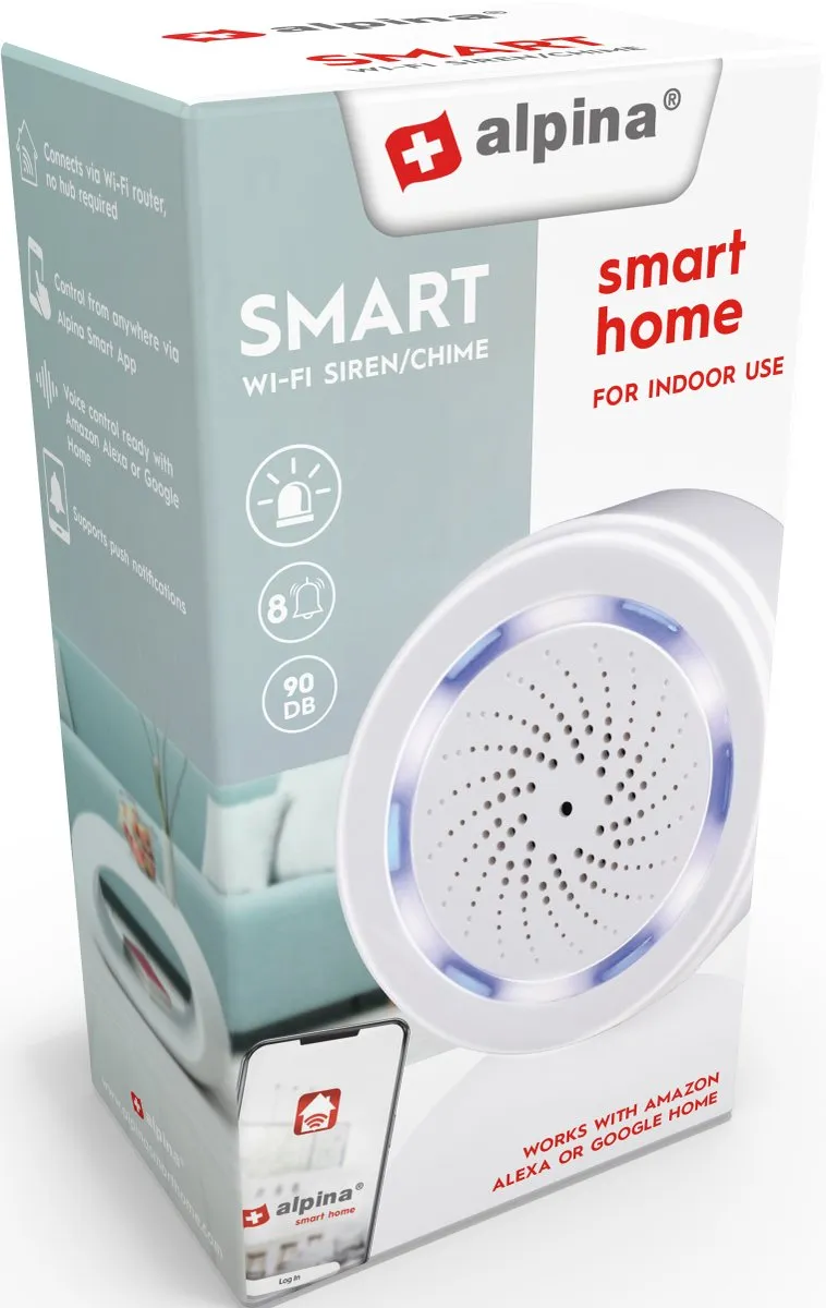 Alpina Smart Home Slimme Sirene 90dB - Wit