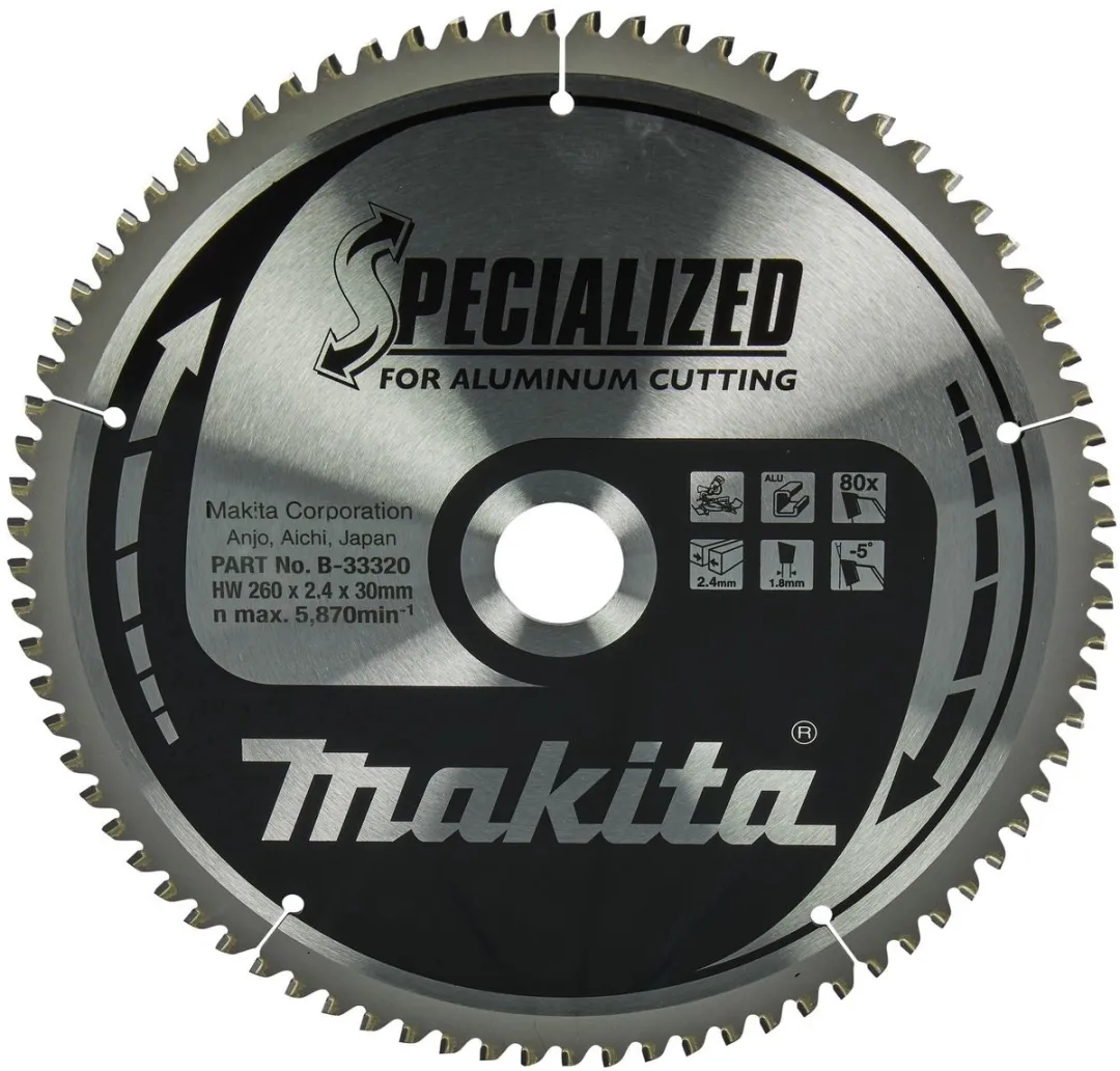 Makita B-33320 Afkortzaagblad Aluminium 260mm 80T - afbeelding 2 van 2