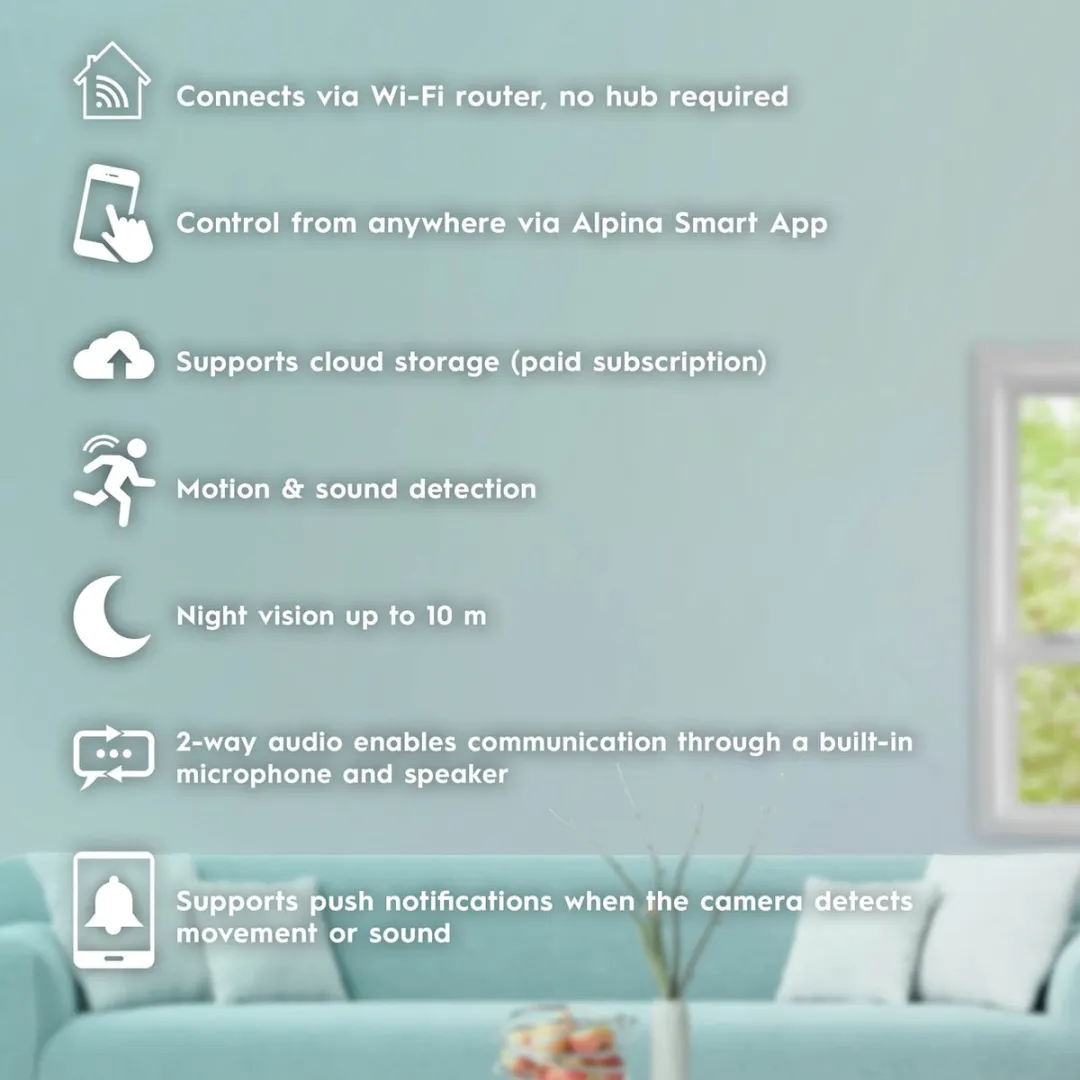 Alpina Smart Home Wifi Camera Full HD 1080p - Nachtvisie