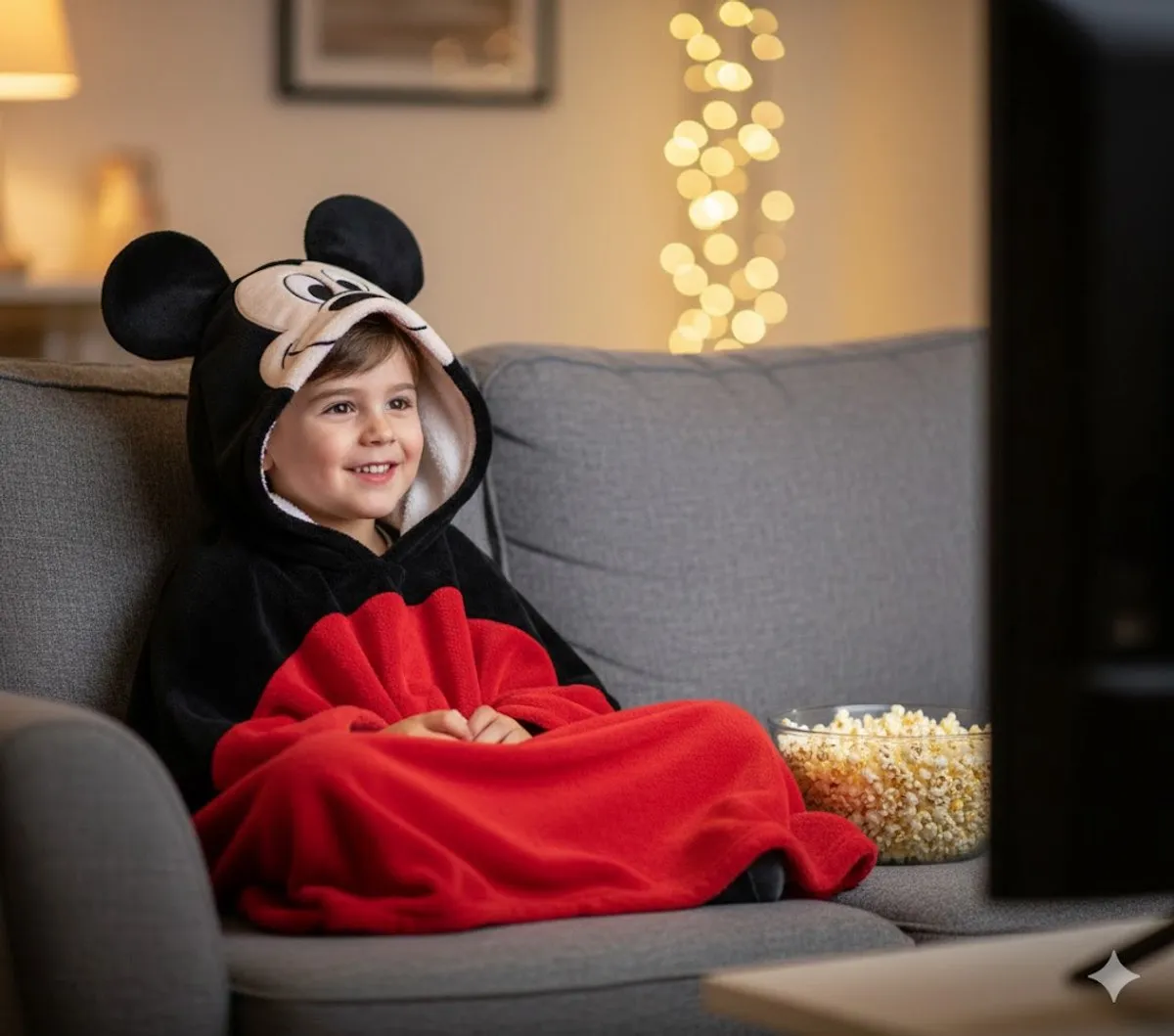 Disney Mickey Mouse Fleece Plaid Hoodie Deken 90x140cm - Rood - afbeelding 2 van 2