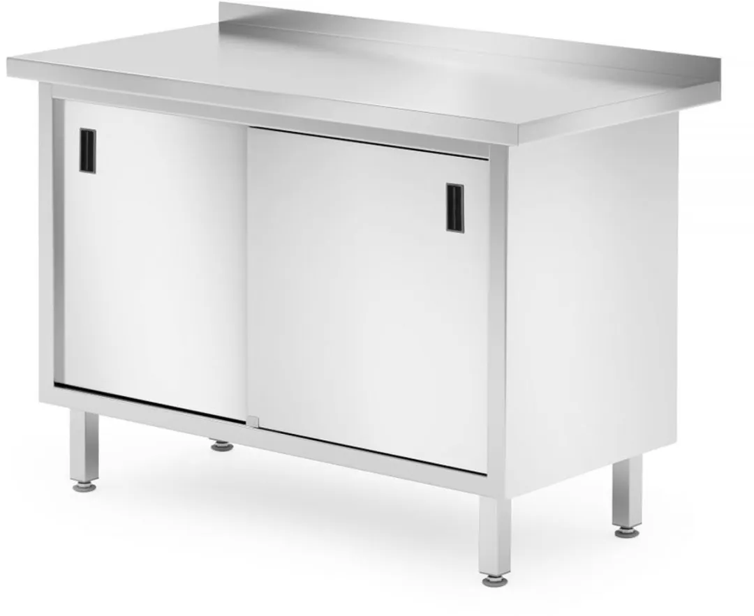 HENDI Wandwerktafel met kast 1200x600mm RVS - verstelbare voeten