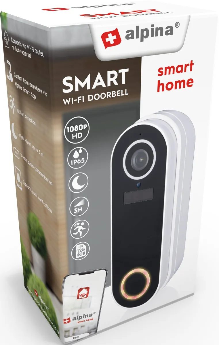 Alpina Smart Home Draadloze Video-Deurbel Full HD - Wit - afbeelding 6 van 6