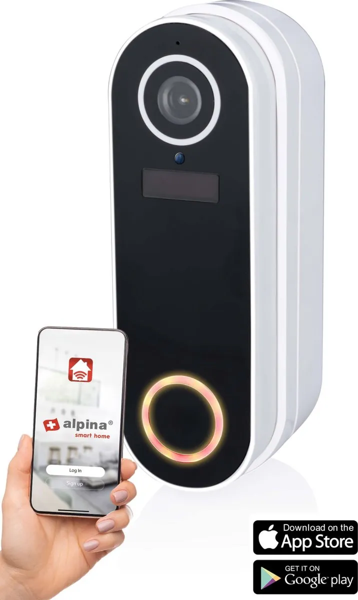 Alpina Smart Home Draadloze Video-Deurbel Full HD - Wit